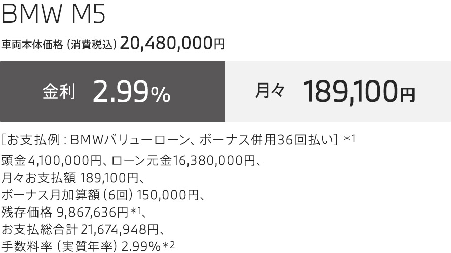 BMW M5 お支払例